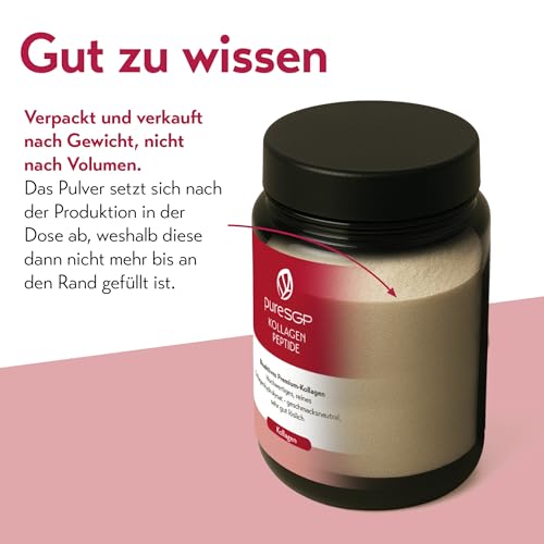 pureSGP® Kollagen [300g]: Reinstes Kollagen in Apothekenqualität - Bioaktive Premium-Peptide aus hochwertigem Kollagenhydrolysat. Mit Vitamin C & Biotin - Geschmacksneutral - Gute Löslichkeit