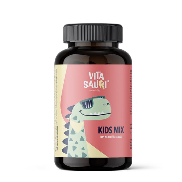 Vitasauri Kids Mix Vitamine für Kinder - Dino Fruchtgummis mit Vitaminen & Mineralien - zuckerfrei & lecker - hohe Bioverfügbarkeit - 60 Stück für 60 bzw 30 Tage