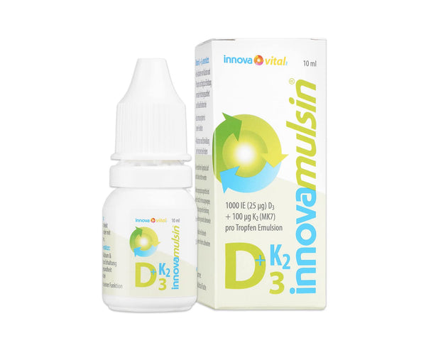 innova Mulsin Vitamin D3 + K2 Tropfen | 100% Bioverfügbarkeit da Emulsion | ohne Farbstoffe | Deutschland