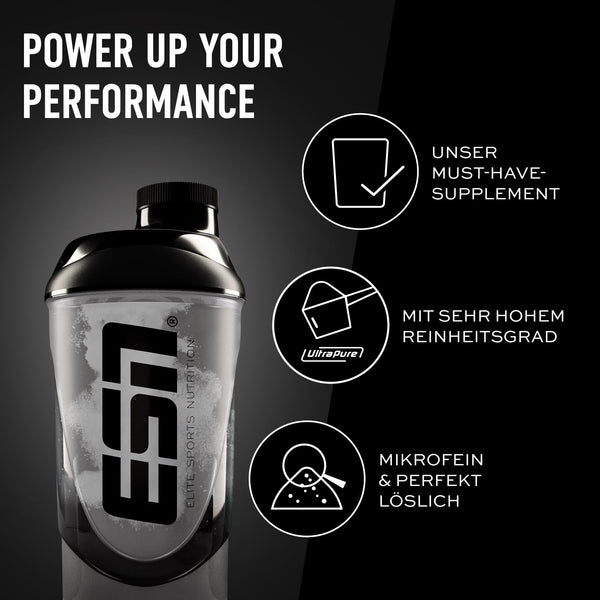 ESN Ultrapure Creatine Monohydrate, 250 g, 71 Portionen, Creatin Pulver, mikrofein & optimal löslich, vegan - made in Germany (Design kann variieren)