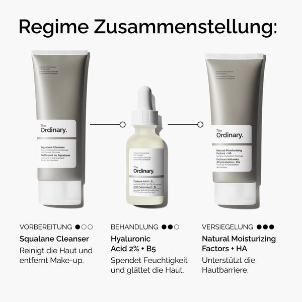 The Ordinary Hyaluronic Acid 2% + B5 (with Ceramides), Hyaluronsäure + B5 (mit Ceramiden), Tiefenwirksames Hydrationsserum für vitalere, glattere Haut, 30ml