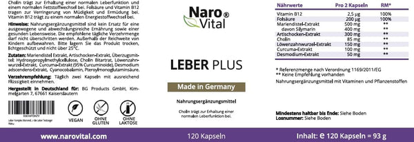 Leber Kur Mariendistel hochdosiert - 80% Silymarin, Artischocke, Löwenzahn, Curcuma, Desmodium & Cholin für optimale Lebergesundheit - 8-Fach Komplex - Bodyshop-fit