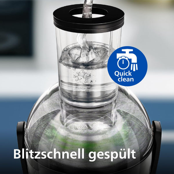 Philips 3000 Series Entsafter - 800W, QuickClean, XL 75mm Einfüllschacht, 2L Saftkapazität, leicht zu montieren und zu reinigen, frischer Saft ohne Fruchtfleisch (HR1856/70) - Bodyshop-fit