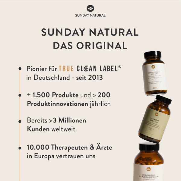 SUNDAY NATURAL® Multivitamin Komplex vegan - Premium All in One mit 30 A-Z Vitaminen und Mikronährstoffen - 90 vegane Kapseln, laborgeprüft und ohne unnötige Zusätze - Bodyshop-fit
