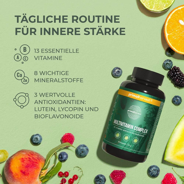 Primal Harvest Multivitamin Tabletten - Hochdosierte Kapseln mit Vitaminen A, C, D, K und Mineralstoffen für optimale Gesundheit (30 Portionen) - Bodyshop-fit
