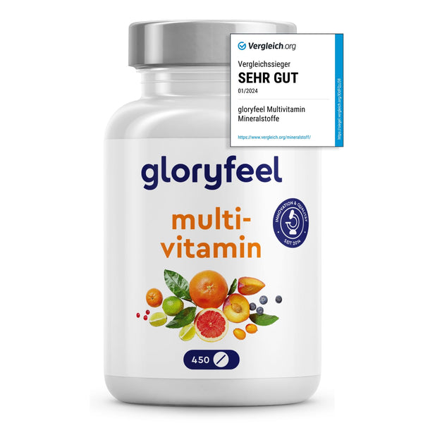 Multivitamin hochdosiert 450 Tabletten - Wichtige Mineralien & A-Z Vitamine für 15 Monate Vorrat - Unterstützt das Immunsystem* - Laborgeprüft in Deutschland ohne Zusätze - Bodyshop-fit