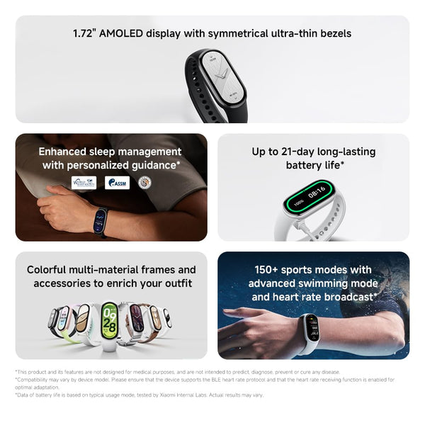 Xiaomi Smart Band 10 kaufen - Smart Watch und Fitness-Tracker mit 1,72" AMOLED Display, 21 Tagen Akku, 5ATM Wasserdichtigkeit, SPO₂- und Herzfrequenzmessung, Schlafüberwachung und 150+ Sportmodi in Schwarz - Bodyshop-fit