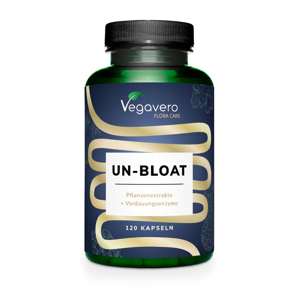 Vegavero Un-Bloat Kapseln vegan - Verdauungsenzyme Komplex mit Pflanzenextrakten – 120 Bromelain Kapseln mit Lactase & Papain Enzym – Magensaftresistent für Bauch & Verdauung