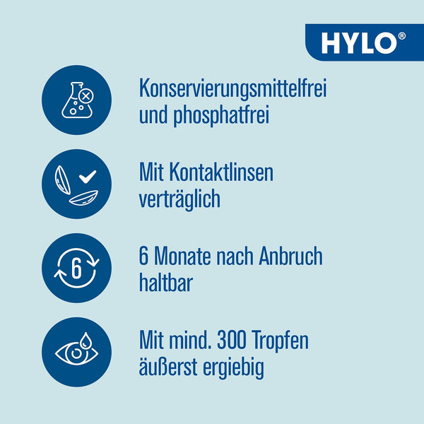 HYLO GEL Augentropfen bei trockenen Augen, langanhaltend, mit Hyaluronsäure, Doppelpackung 2x10 ml