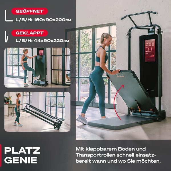 Sportstech sGym Pro – multifunktionale klappbare Kraftstation für Zuhause, 21" Display, 400+ Übungen, 13-Fach verstellbare Kabelzüge, Spotter, inkl.1 Jahr STL-App, platzsparend, Ganzkörpertraining