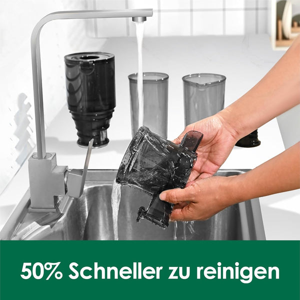 Fretta Entsafter,Slow Juicer mit 108MM Breite und Größere Fütterungsröhre,Füllvolumen für ganze Gemüse und Obst,BPA-frei Tritan-Material Entsafter,Einfacher Installation,200W