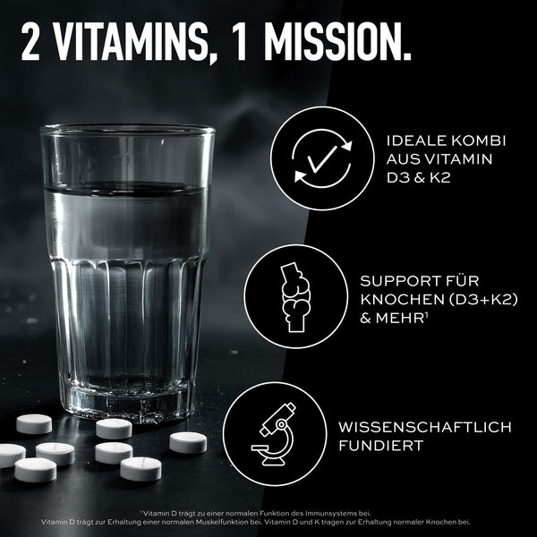 ESN Vitamin D3 + K2 Daily, 300 Tabletten, für Immunsystem und Knochen, made in Germany