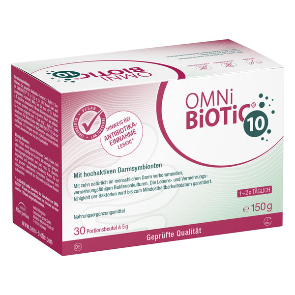 OMNi BiOTiC 10 Darmflora ergänzen | Ergänzung ab dem ersten Tag der Antibiotika-Therapie | Pulver für tägliche Anwendung | Vegan & Glutenfrei | 30 Portionen - Bodyshop-fit