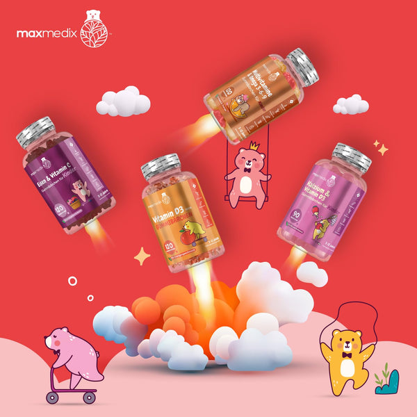 Omega 3 6 9 Gummibärchen Kinder - 120 Vegane Gummies mit Erdbeeren & Himbeeren Geschmack - 400mg Perillaöl für Omega 3, 6 & 9 - Glutenfrei & Laktosefrei - maxmedix - Bodyshop-fit