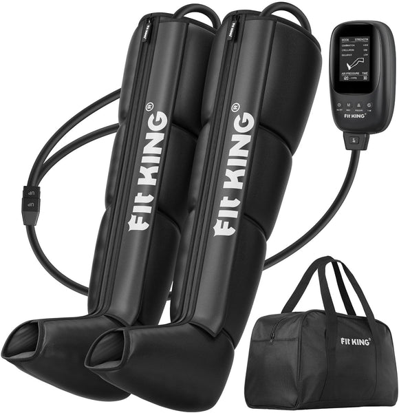FIT KING Beinmassagegerät mit Luftkompression für Fuß, Waden und Oberschenkel - 4 Massagezonen, 3 Modi & 8 Intensitätsstufen zur optimalen Muskelentspannung nach dem Sport - Bodyshop-fit