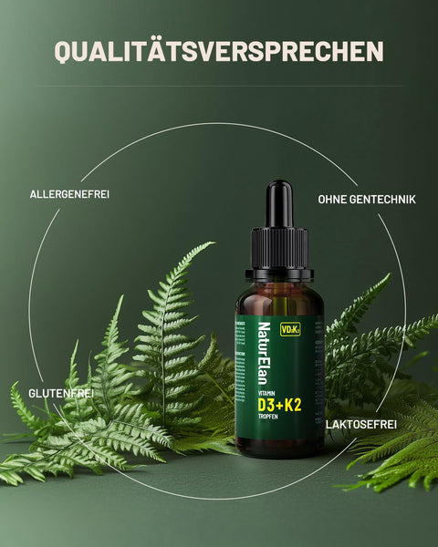 Vitamin D3 K2 Tropfen hochdosiert - 50ml, 1000 I.E. Vitamin D3 pro Tropfen, vegetarisch, ohne Zusätze, Laborgeprüft - Bodyshop-fit