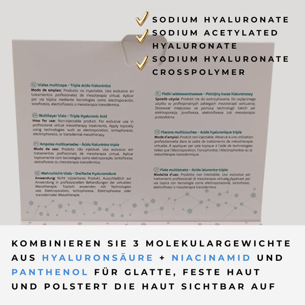 KFS Dreifach- Hyaluron Serum Hochdosiert – Microneedling Serum für Gesicht & Dermaroller – Lifting, Straffung, Faltenreduktion & Tiefenhydration – Mit Pantenol & Niacinamid – Nicht injizierbar. 10x5ml