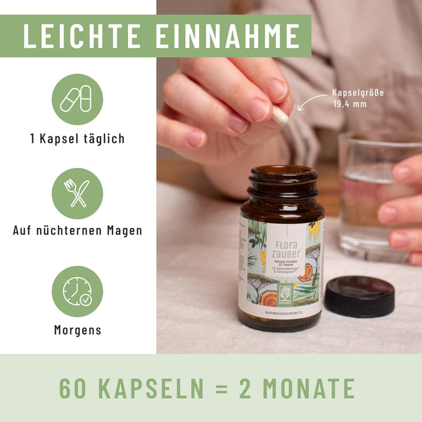 NATURTREU Florazauber Kulturen vegan - Magensaftresistent mit 23 Bakterienstämmen, 60 Kapseln für eine gesunde Darmflora - Bodyshop-fit