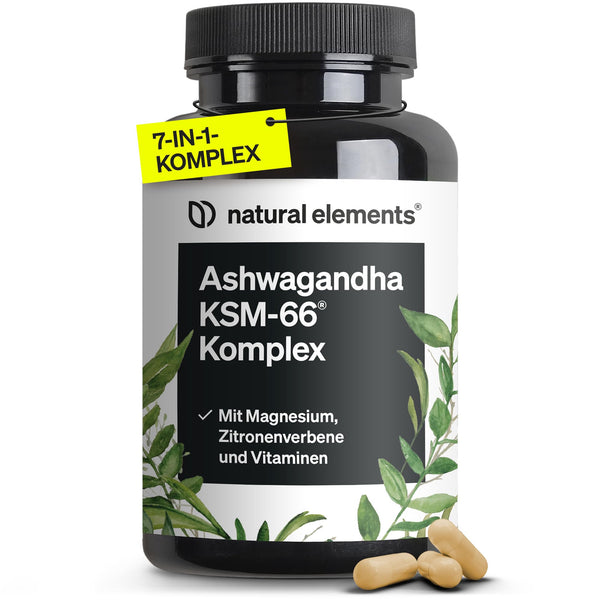 Ashwagandha Bodyshop-fit Komplex hochdosiert – 600mg pro Tagesdosis – 120 Kapseln mit KSM-66, Zitronenverbene, Magnesium, Folsäure, Vitamin C, B6 & B12 – vegan & laborgeprüft - Bodyshop-fit