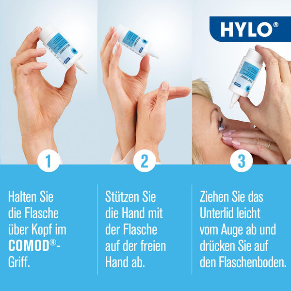 HYLO COMOD Augentropfen für trockene Augen mit Hyaluronsäure, Doppelpackung 2x10 ml - Bodyshop-fit