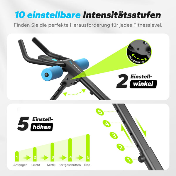MERACH Bauchtrainer für Zuhause – Multifunktionales Trainingsgerät für ganzkörperliches Bauchmuskeltraining mit LCD-Monitor – Abdominal Ab Machine in Schwarz - Bodyshop-fit