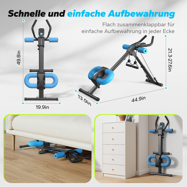 MERACH Bauchtrainer für Zuhause – Multifunktionales Trainingsgerät für ganzkörperliches Bauchmuskeltraining mit LCD-Monitor – Abdominal Ab Machine in Schwarz - Bodyshop-fit