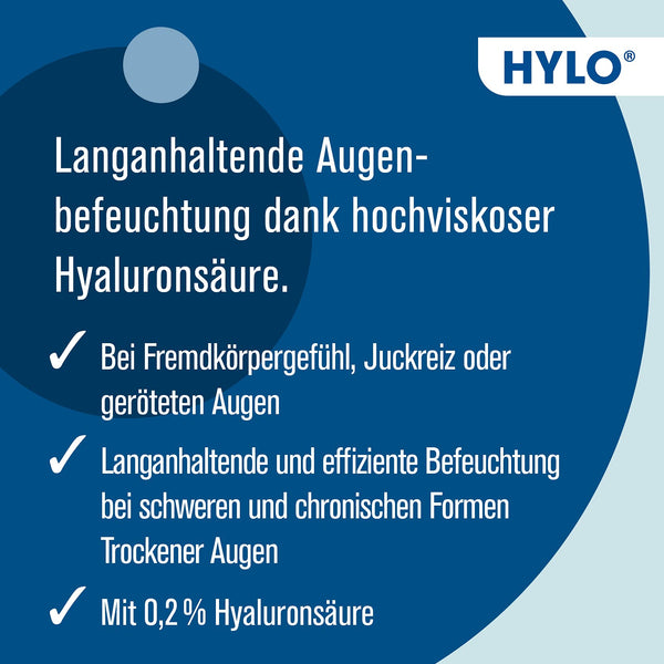 HYLO GEL Augentropfen bei trockenen Augen, langanhaltend, mit Hyaluronsäure, Doppelpackung 2x10 ml