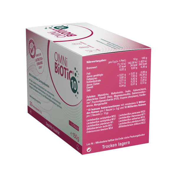 OMNi BiOTiC 10 Darmflora ergänzen | Ergänzung ab dem ersten Tag der Antibiotika-Therapie | Pulver für tägliche Anwendung | Vegan & Glutenfrei | 30 Portionen - Bodyshop-fit