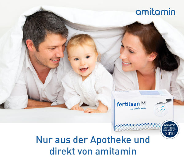 amitamin Fertilsan M - Fruchtbarkeit + Kinderwunsch Mann - Spermienproduktion - 90 Kapseln - Apothekenqualität - vegan - Zink, Selen, L-Arginin, Folsäure, L-Carnitin uvm. - deutsche Herstellung
