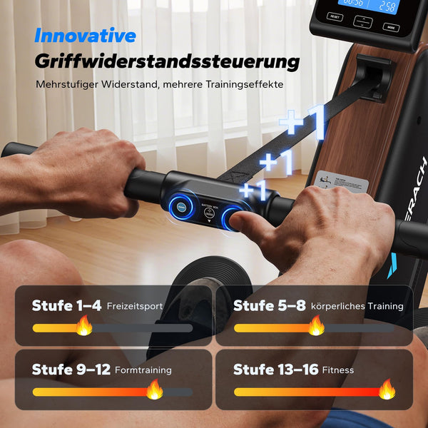 MERACH Rudergerät für Zuhause Klappbar - Leise und Aufgerüstete Magnet Rudermaschine mit Verbesserter Führungsschiene für Mehr Bewegungsfreiheit (R15B4) - Bodyshop-fit