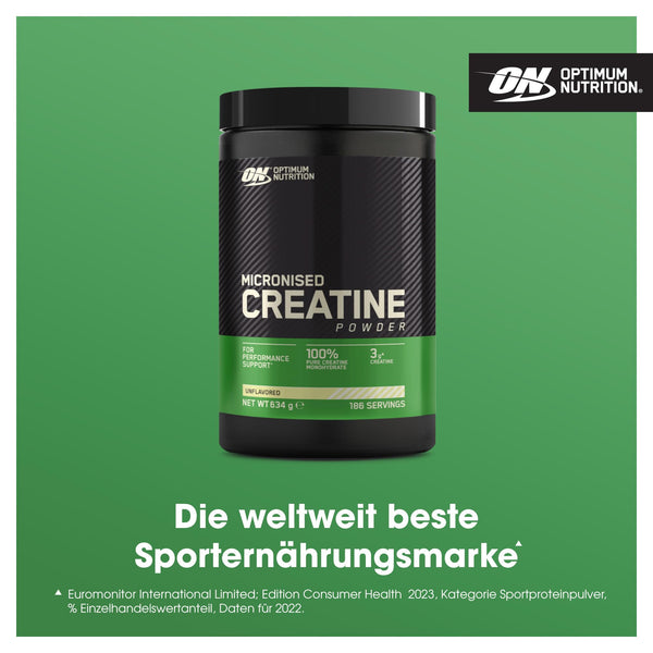 Optimum Nutrition Mikronisiertes Kreatin Pulver - Geschmacksneutral, 634g, 186 Portionen für optimale Leistung - Bodyshop-fit