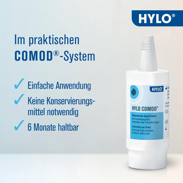 HYLO COMOD Augentropfen für trockene Augen mit Hyaluronsäure, Doppelpackung 2x10 ml - Bodyshop-fit