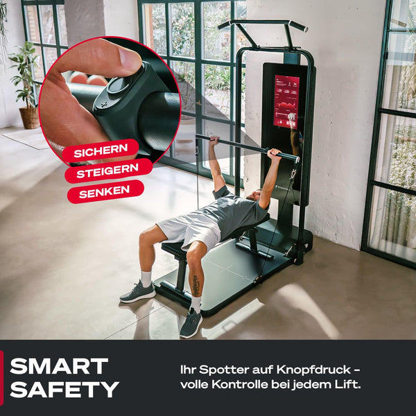 Sportstech sGym Pro – multifunktionale klappbare Kraftstation für Zuhause, 21" Display, 400+ Übungen, 13-Fach verstellbare Kabelzüge, Spotter, inkl.1 Jahr STL-App, platzsparend, Ganzkörpertraining