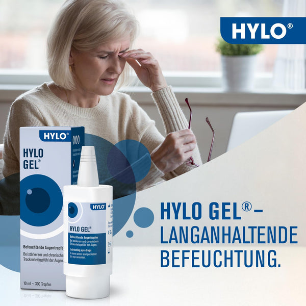 HYLO GEL Augentropfen bei trockenen Augen, langanhaltend, mit Hyaluronsäure, Doppelpackung 2x10 ml