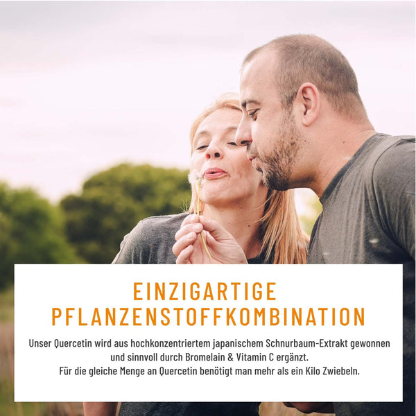 Quercetin Bromelain Komplex vegan 120 Kapseln - 500mg hochdosiertes Quercetin, 100mg Bromelain und 16mg Vitamin C pro Tagesdosis - Blütezeit von Naturtreu - Bodyshop-fit