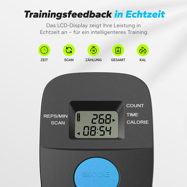MERACH Bauchtrainer für Zuhause – Multifunktionales Trainingsgerät für ganzkörperliches Bauchmuskeltraining mit LCD-Monitor – Abdominal Ab Machine in Schwarz - Bodyshop-fit