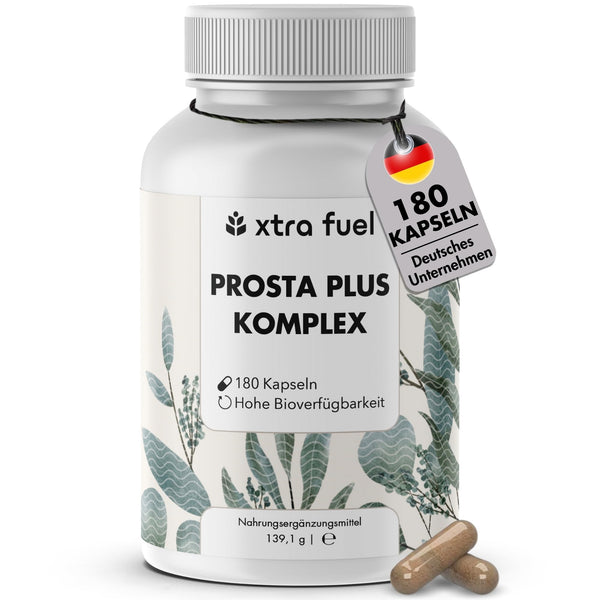 Prosta Plus Komplex - 180 Prostata Kapseln hochdosiert - einzigartige Formel aus Kürbiskern-, Sägepalmen-, Brennnesselwurzelextrakt mit Zink, Vitamin E & Selen - geprüfte Prostata Komplex Kapseln