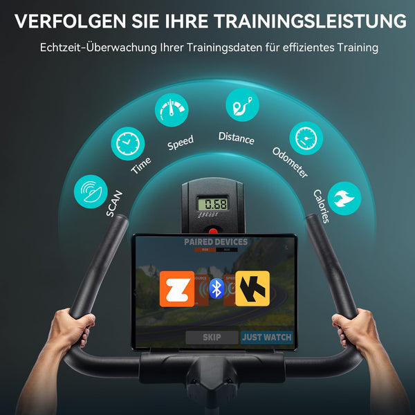 Wenoker Heimtrainer Fahrrad für effektives Kardio-Training Zuhause | Leises Spinning Bike mit APP und verstellbarem Widerstand | Bis 160KG mit Tablet-Halter - Bodyshop-fit