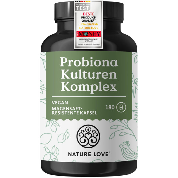 Nature Love Probiotika Kapseln vegan – 180 magensaftresistente Kapseln mit 300 Mrd. KBE/g, Lactobacillus & Bifidobakterien für 20 Mrd. KBE/Tag, 3 Monate Versorgung - Bodyshop-fit