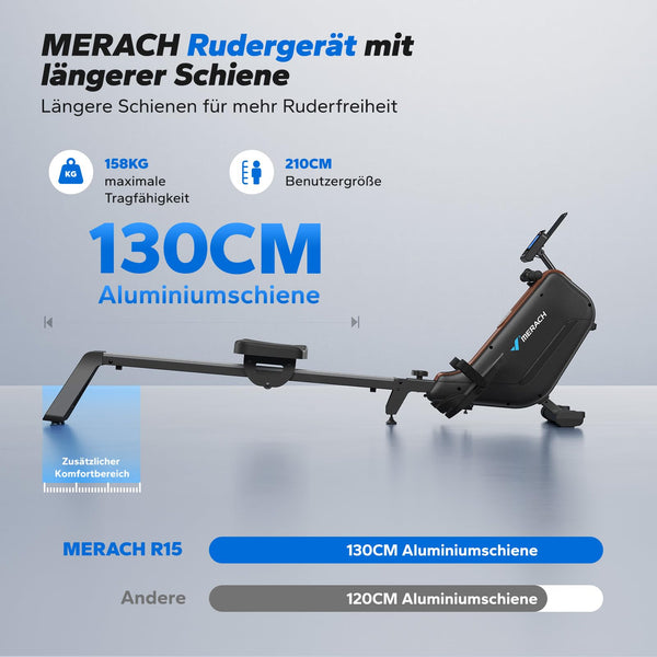 MERACH Rudergerät für Zuhause Klappbar - Leise und Aufgerüstete Magnet Rudermaschine mit Verbesserter Führungsschiene für Mehr Bewegungsfreiheit (R15B4) - Bodyshop-fit