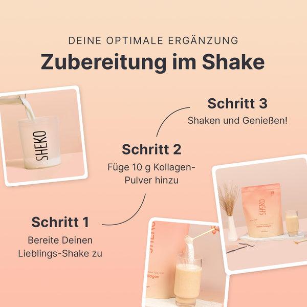 SHEKO Premium Kollagen Pulver 450g - Natürliches Bioaktives Kollagen Hydrolysat - Peptide Typ 1, 2, 3 - Collagen Pulver - Reinste Qualität - Optimale Löslichkeit - Proteinpulver - Made in Germany