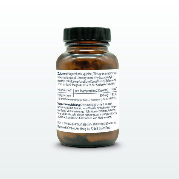 Restaxil Magnesium kaufen – Premium-Magnesium-Komplex mit Magnesiumbisglycinat, Citrat & Oxid (60 Stück) - vegan, gluten- & laktosefrei, in Deutschland hergestellt - Bodyshop-fit