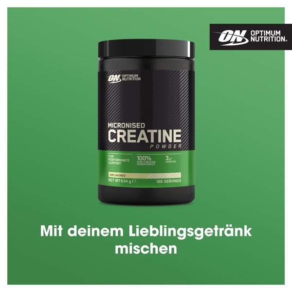 Optimum Nutrition Mikronisiertes Kreatin Pulver - Geschmacksneutral, 634g, 186 Portionen für optimale Leistung - Bodyshop-fit