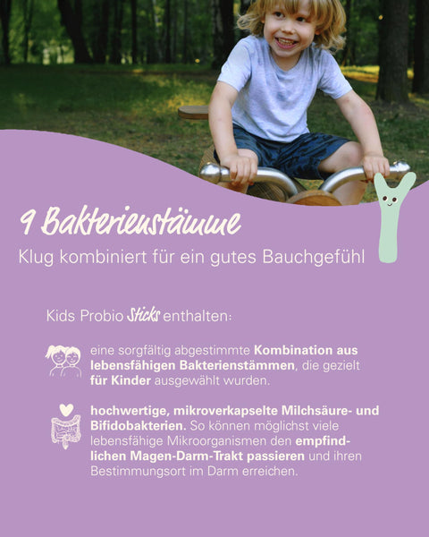 wowtamins Kids Probio Nahrungsergänzung – Leckere Direktsticks mit 9 ausgewählten Darmbakterien für eine gesunde Darmflora (30-Tage-Vorrat) für Kinder ab 4 Jahren - Bodyshop-fit
