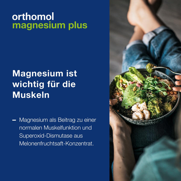 Orthomol Magnesium Plus Kapseln - 150 mg Magnesium pro Kapsel für eine normale Muskelfunktion - 60 Kapseln mit Superoxid-Dismutase aus Melonenfruchtsaft-Konzentrat - Bodyshop-fit