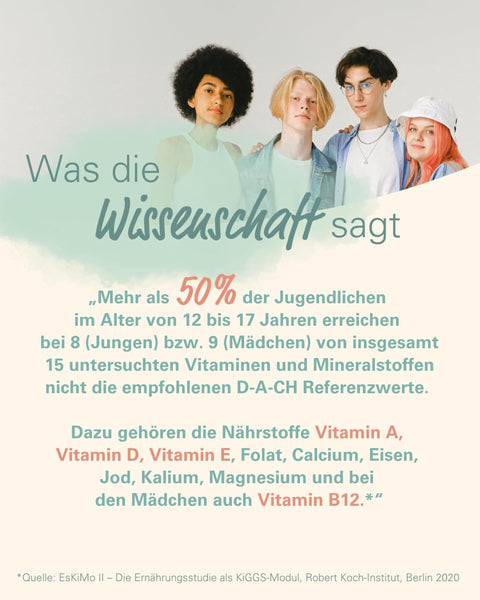 Zuckerfreie Multivitamin Gummies für Jugendliche - wowtamins Teens Complete (30-Tage-Vorrat) mit Omega 3, Vitamin C, D3, B12, Zink & mehr - Bodyshop-fit