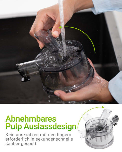 150mm XXL-Entsafter, TUUMIIST Großkalibriger Entsafter Testsieger für Obst & Gemüse, 3L Füllvolumen Für Familie – 99% Saftausbeute, BPA-frei, REV Anti-Blockier-System + Ein-Klick-Reinigung, Schwarz