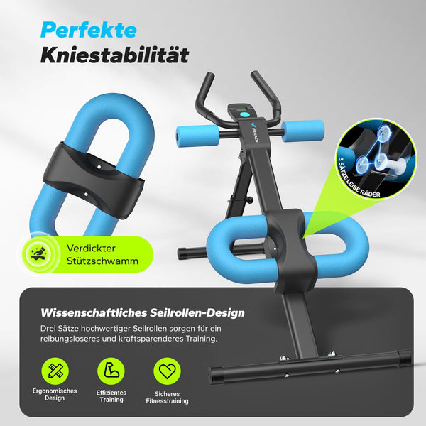 MERACH Bauchtrainer für Zuhause – Multifunktionales Trainingsgerät für ganzkörperliches Bauchmuskeltraining mit LCD-Monitor – Abdominal Ab Machine in Schwarz - Bodyshop-fit