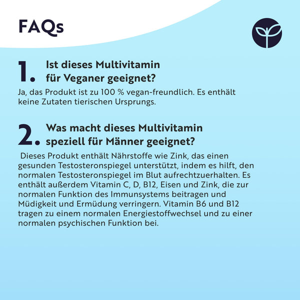 Nutravita Multivitamine & Mineralien für Männer - 25 Essentielle Aktive Vitamine & Mineralien mit Maca-Wurzel & Panax Ginseng - 180 Vegane Multivitamin Tabletten - Multivitamin Tabletten Hochdosiert