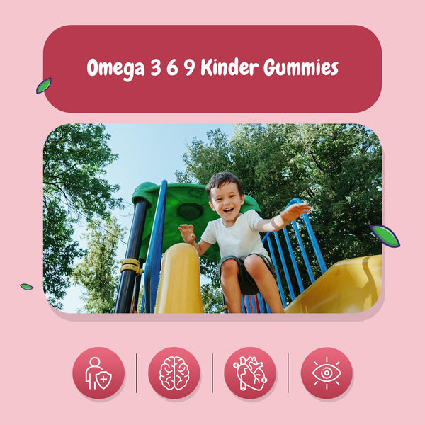 Omega 3 6 9 Gummibärchen Kinder - 120 Vegane Gummies mit Erdbeeren & Himbeeren Geschmack - 400mg Perillaöl für Omega 3, 6 & 9 - Glutenfrei & Laktosefrei - maxmedix - Bodyshop-fit